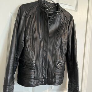 Women's Black Leather Moto Jacket